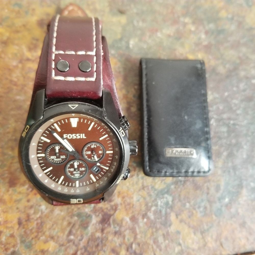 Fossil watch and money clip